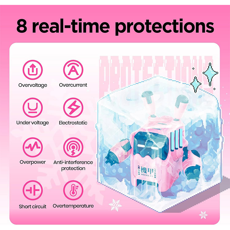 خرید شارژر GravaStar Delta35 - دارای دو شاخه و سه شاخه - صورتی